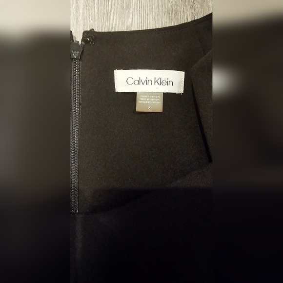 Size 8 | Calvin Klein Square Neck Sheath Midi Dress Fancy Black Dress - Picture 10 of 12
